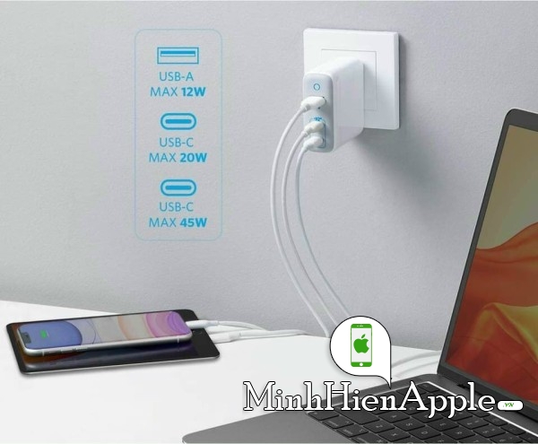 Củ sạc 3 cổng tiện lợi