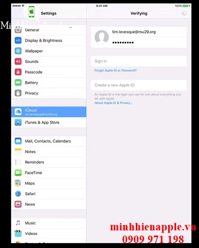 Dịch vụ mở khóa, xóa tài khoản icloud của ipad air 2, ipad air, ipad mini giá rẻ lấy liền