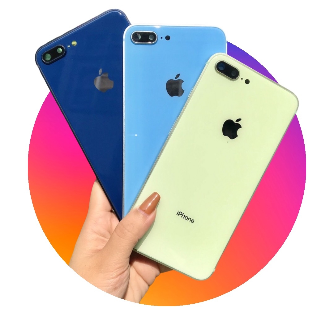 Vỏ 8plus cạnh vuông xanh mint độ màu của iphone 12, kèm bộ nút